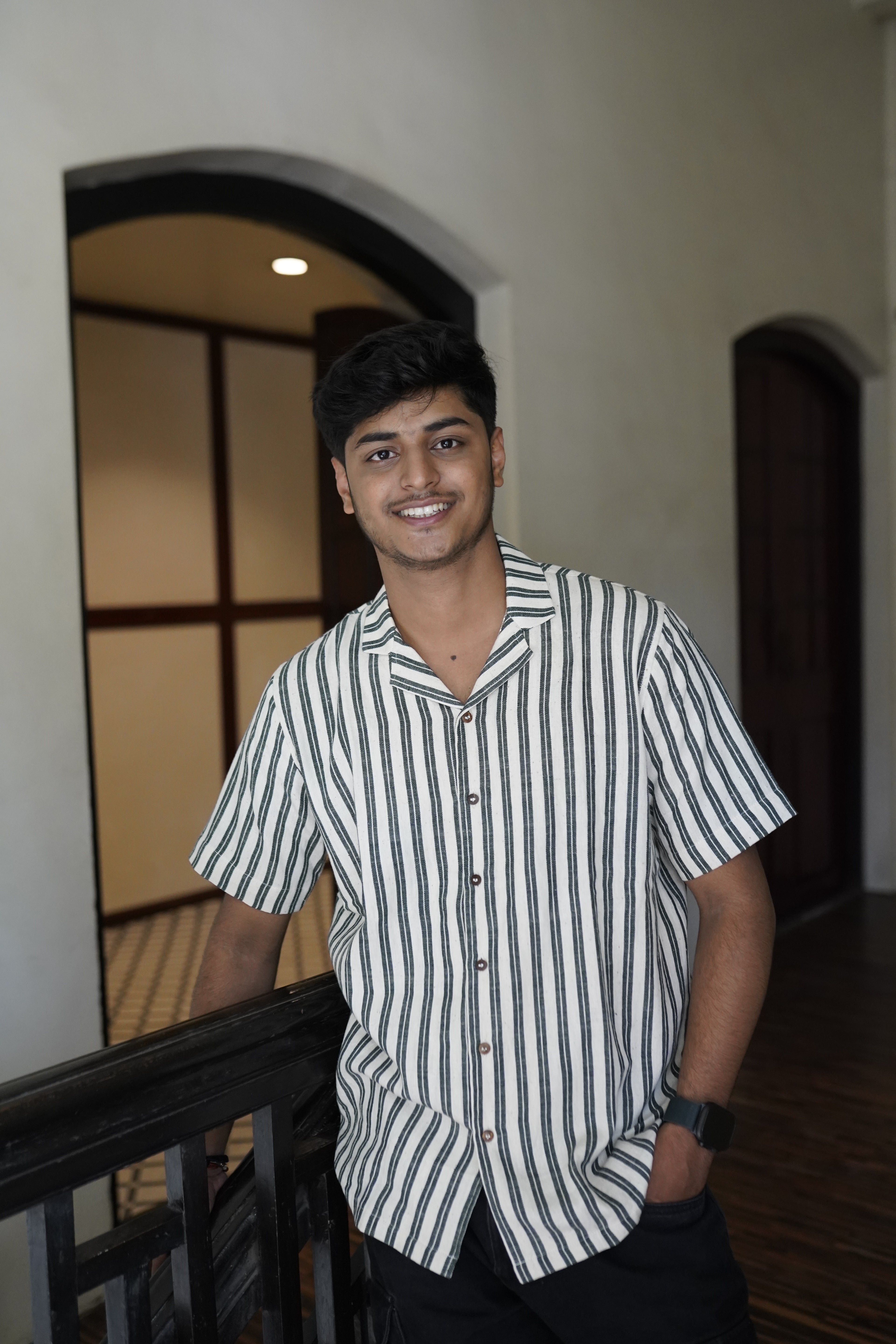 Pure Kala Cotton shirt green stripes