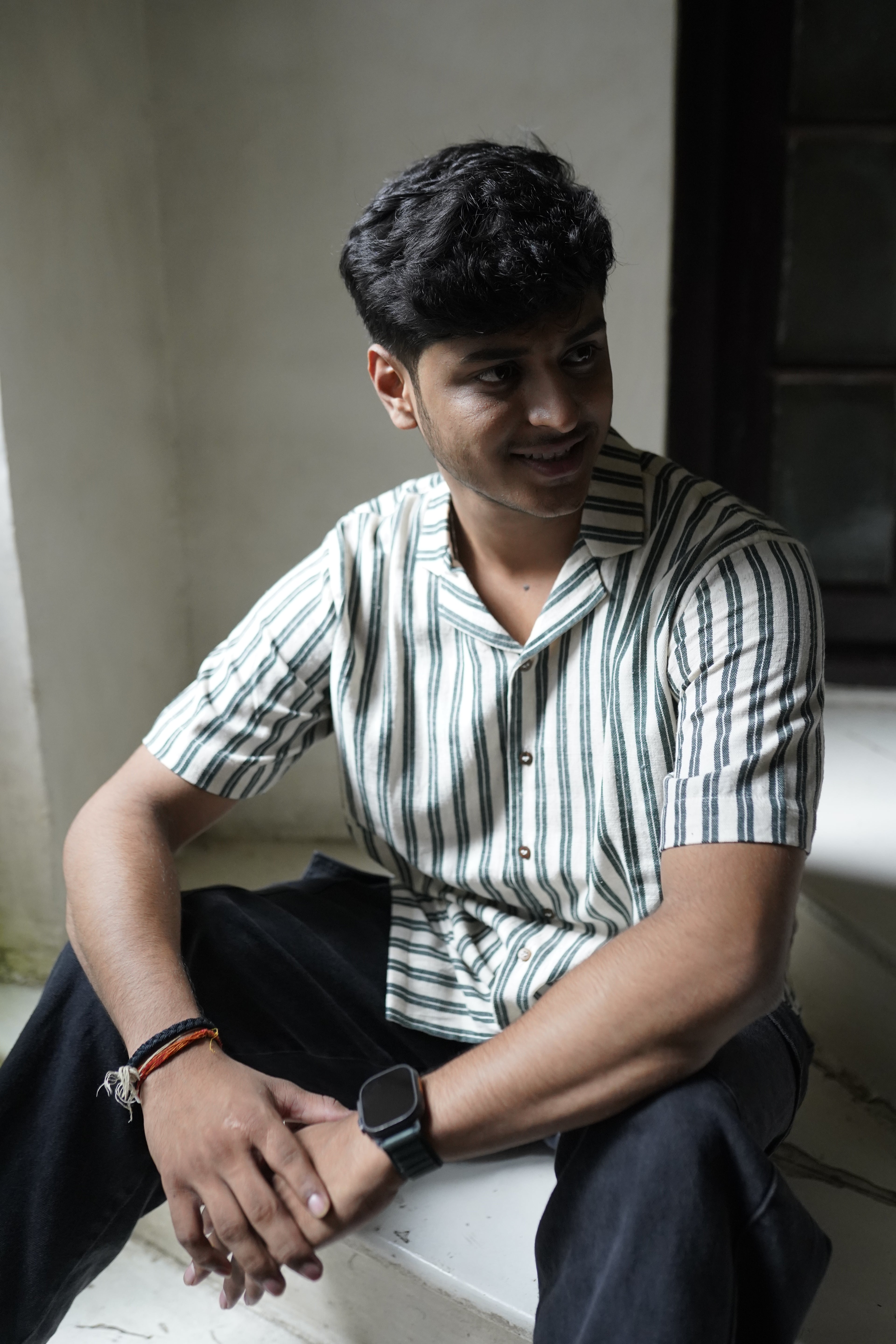 Pure Kala Cotton shirt green stripes