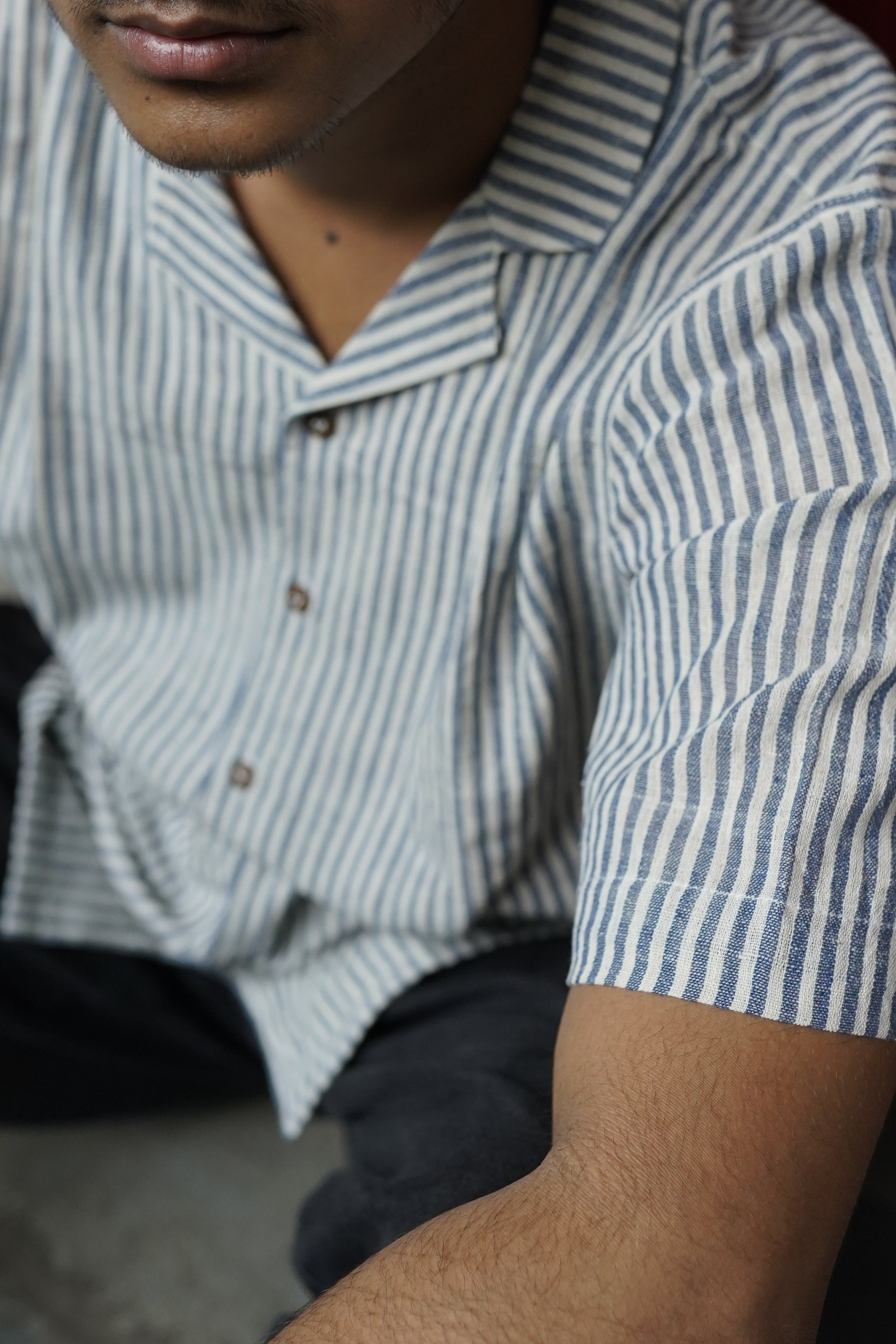 Pure Kala Cotton shirt Blue stripes.