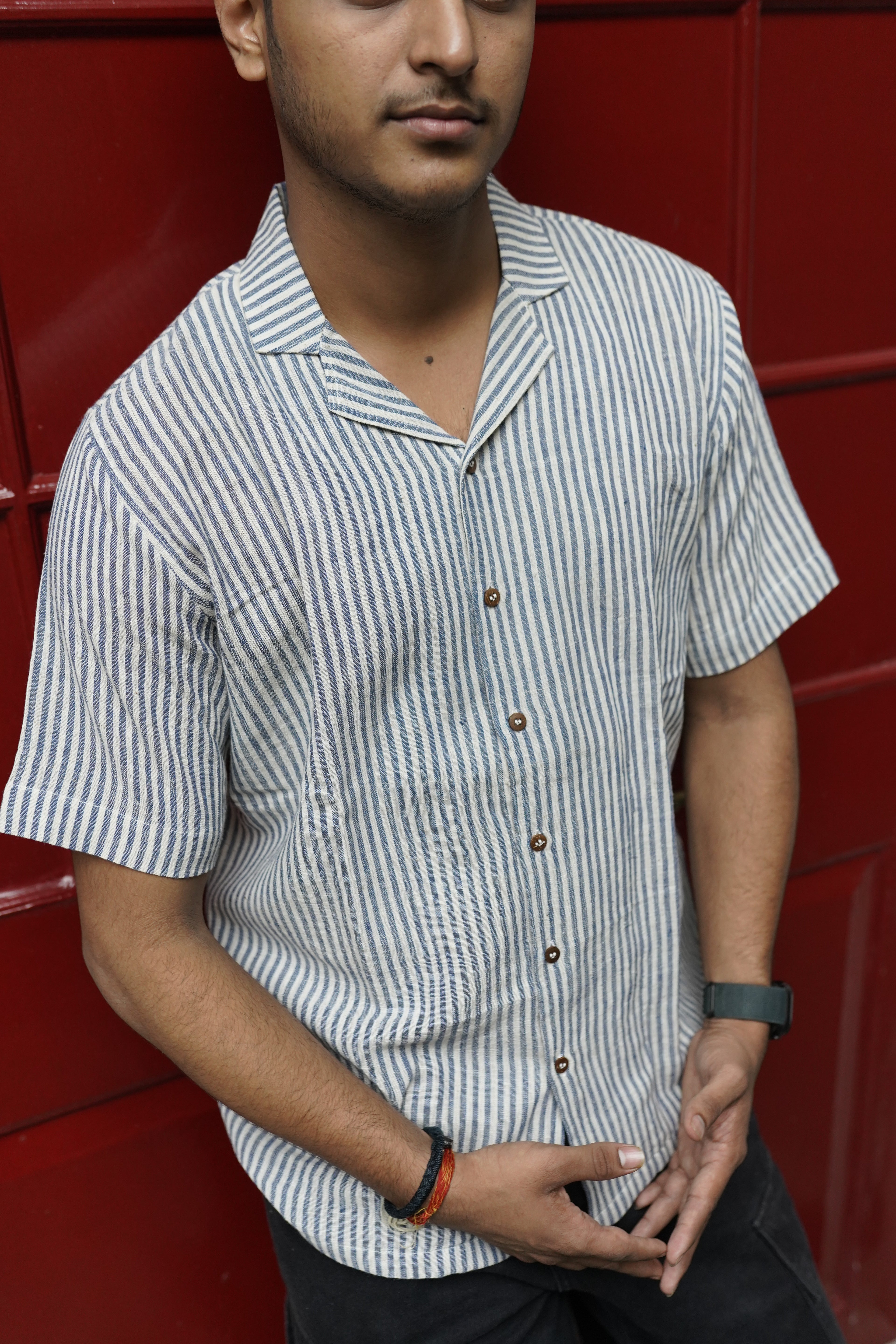 Pure Kala Cotton shirt Blue stripes.