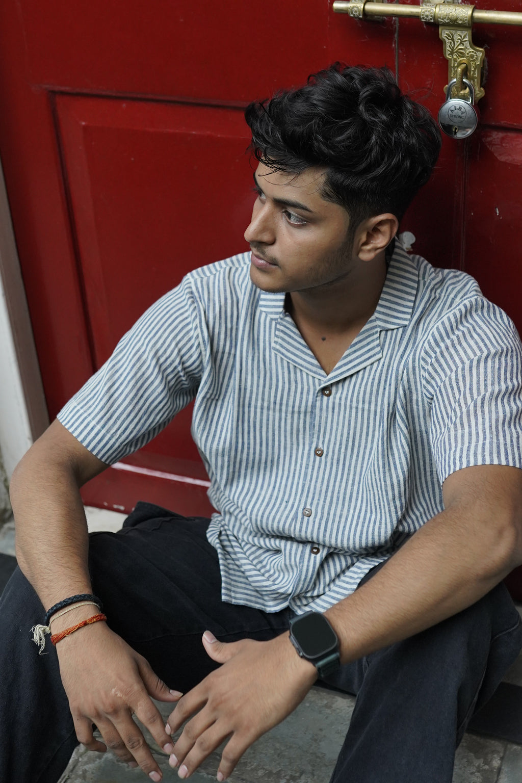 Pure Kala Cotton shirt Blue stripes.