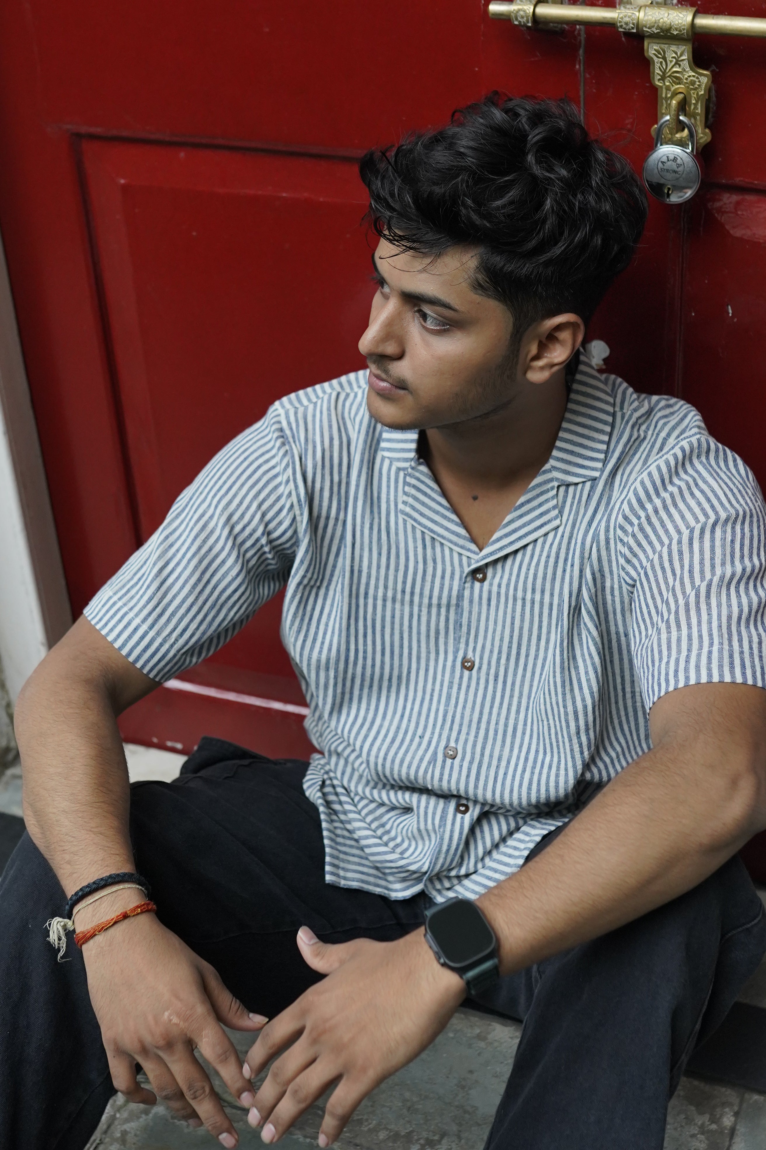 Pure Kala Cotton shirt Blue stripes.