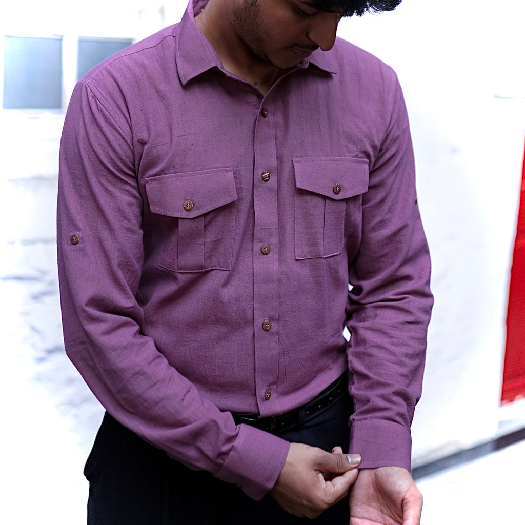 Khadi Shirt Trio — Classic Collar · Double & Single Pocket