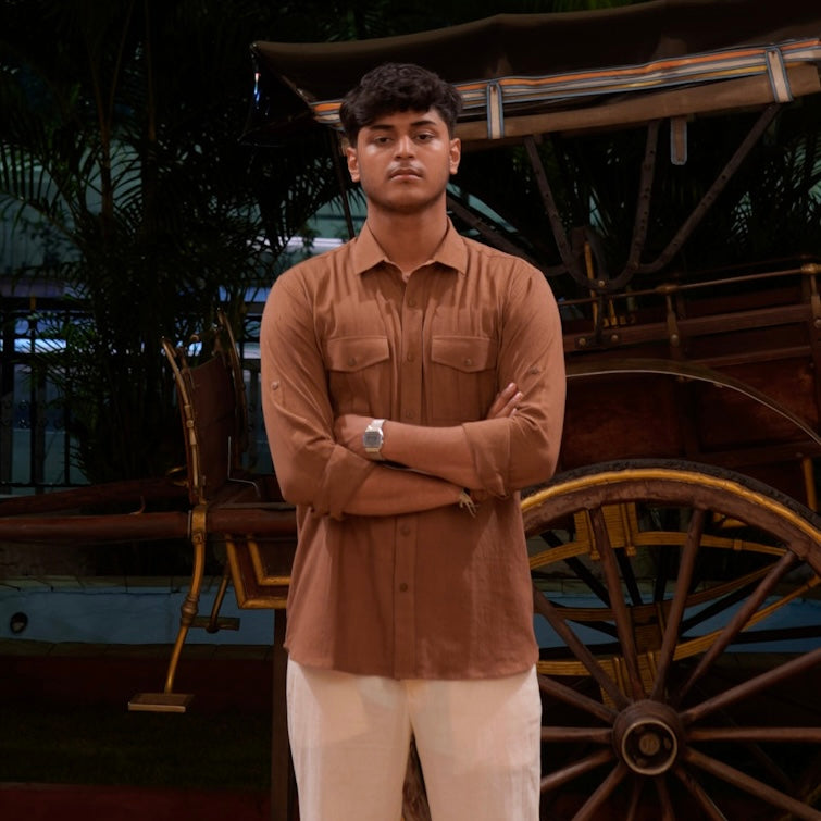 Khadi Shirt Trio — Classic Collar · Double & Single Pocket