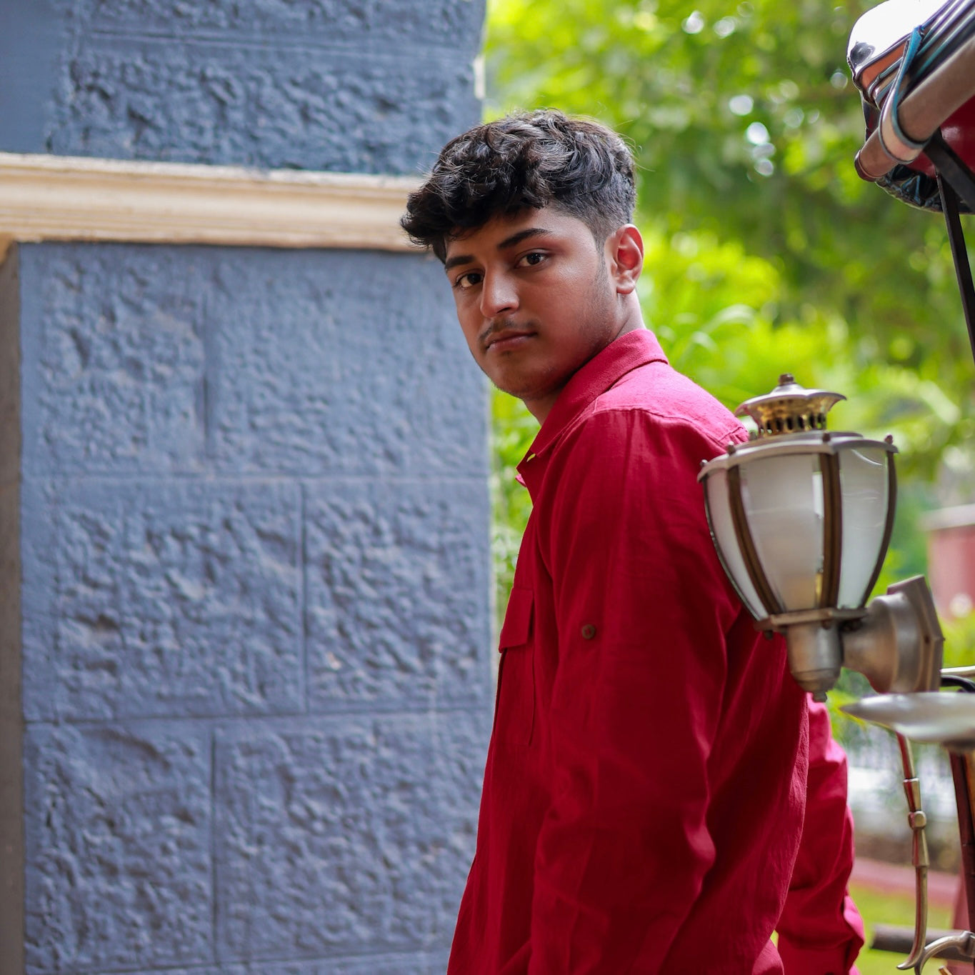 Khadi Shirt for Men – Double Pocket, Full Sleves- Brick Red