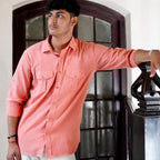 Classic Collar – Full Sleeve – Double Pocket – Handspun Khadi – Orange