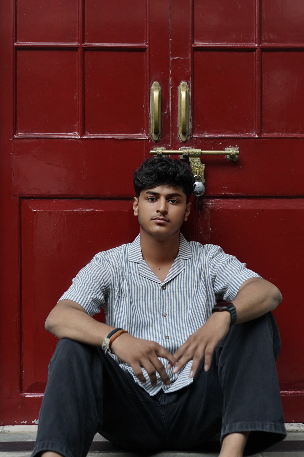 Pure Kala Cotton shirt Blue stripes.