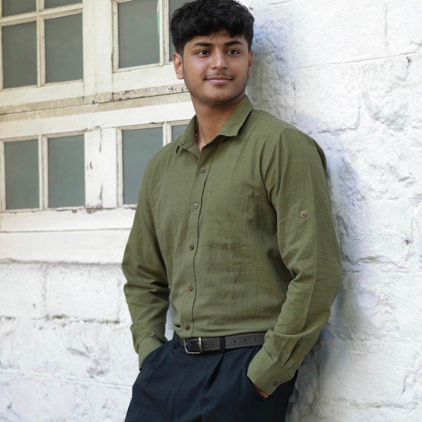 Khadi Shirt Trio — Classic Collar · Double & Single Pocket