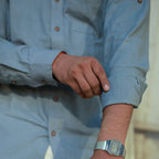 Classic Collar – Full Sleeve – Single Pocket – Handspun Khadi –  Blue