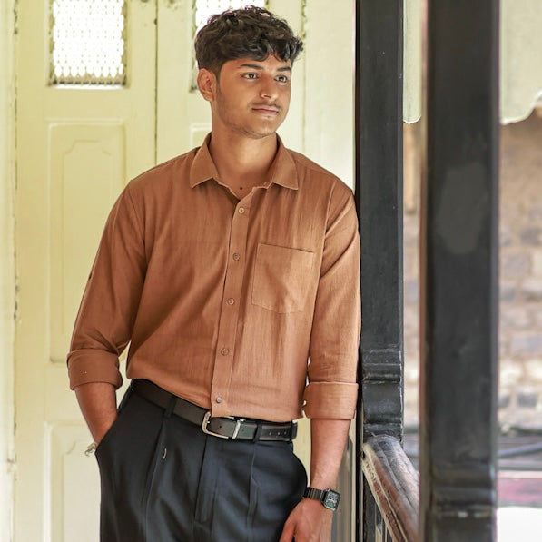Khadi Shirt Set of Five — Classic Collar · Single Pocket