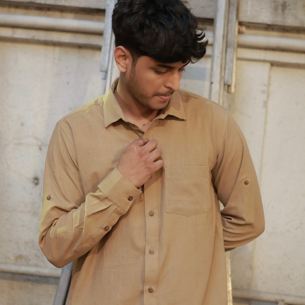 Khadi Shirt Duo — Classic Collar · Single & Double Pocket