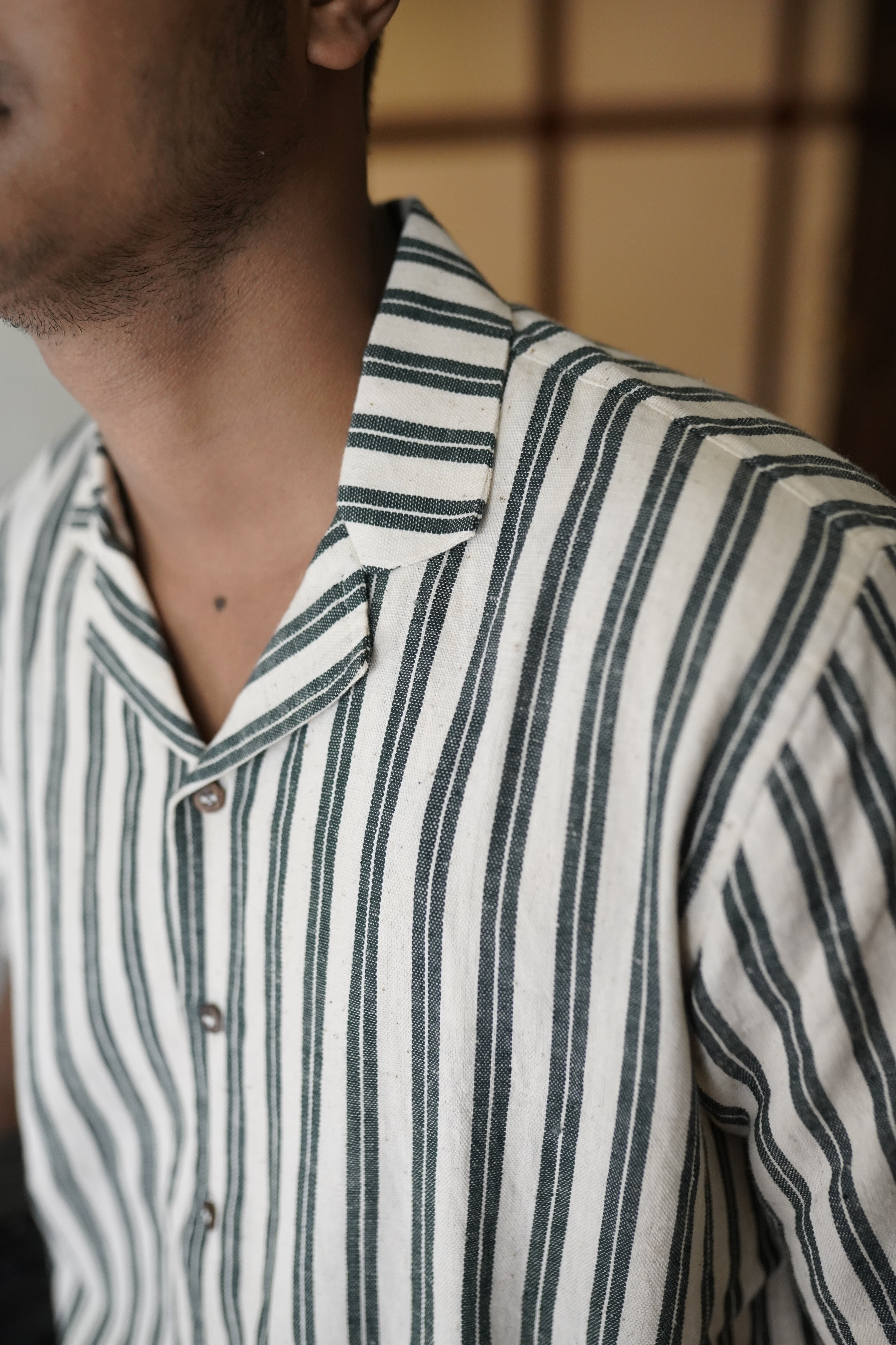 Pure Kala Cotton shirt green stripes