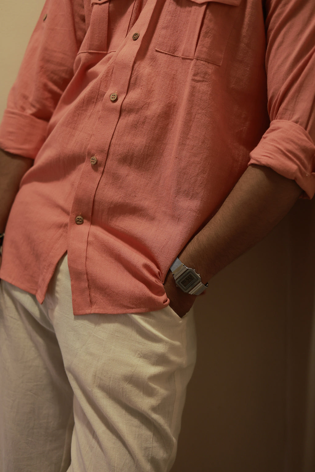 Khadi Shirt Trio — Classic Collar · Double & Single Pocket