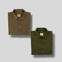 Khadi Shirt Duo — Classic Collar · Single & Double Pocket