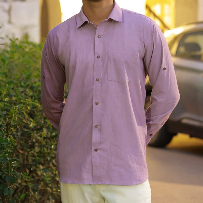 Classic Collar – Full Sleeve – Single Pocket – Handspun Khadi – Mauve