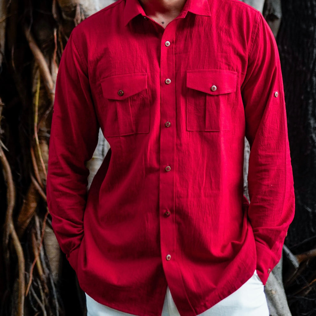 Khadi Shirt Trio — Classic Collar · Double & Single Pocket