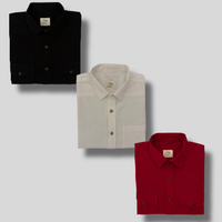 Khadi Shirt Trio — Classic Collar · Double & Single Pocket