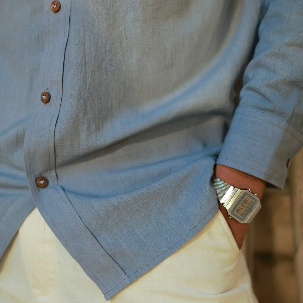 Khadi Shirt Trio — Classic Collar · Double & Single Pocket