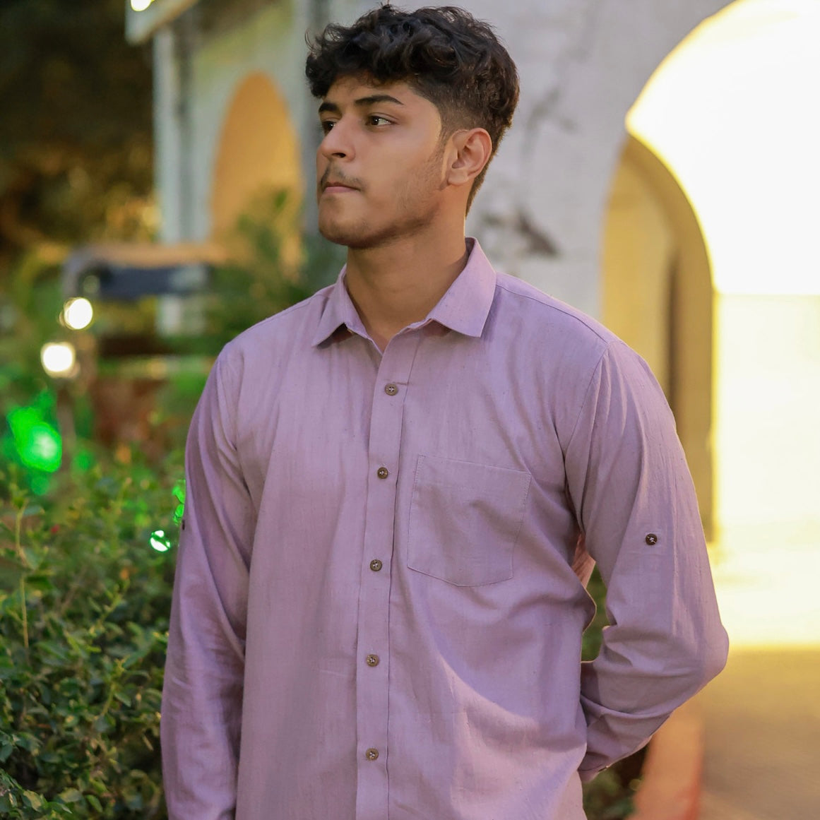 Classic Collar – Full Sleeve – Single Pocket – Handspun Khadi – Mauve