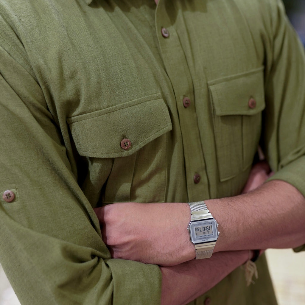 Khadi Shirt Duo — Classic Collar · Single & Double Pocket
