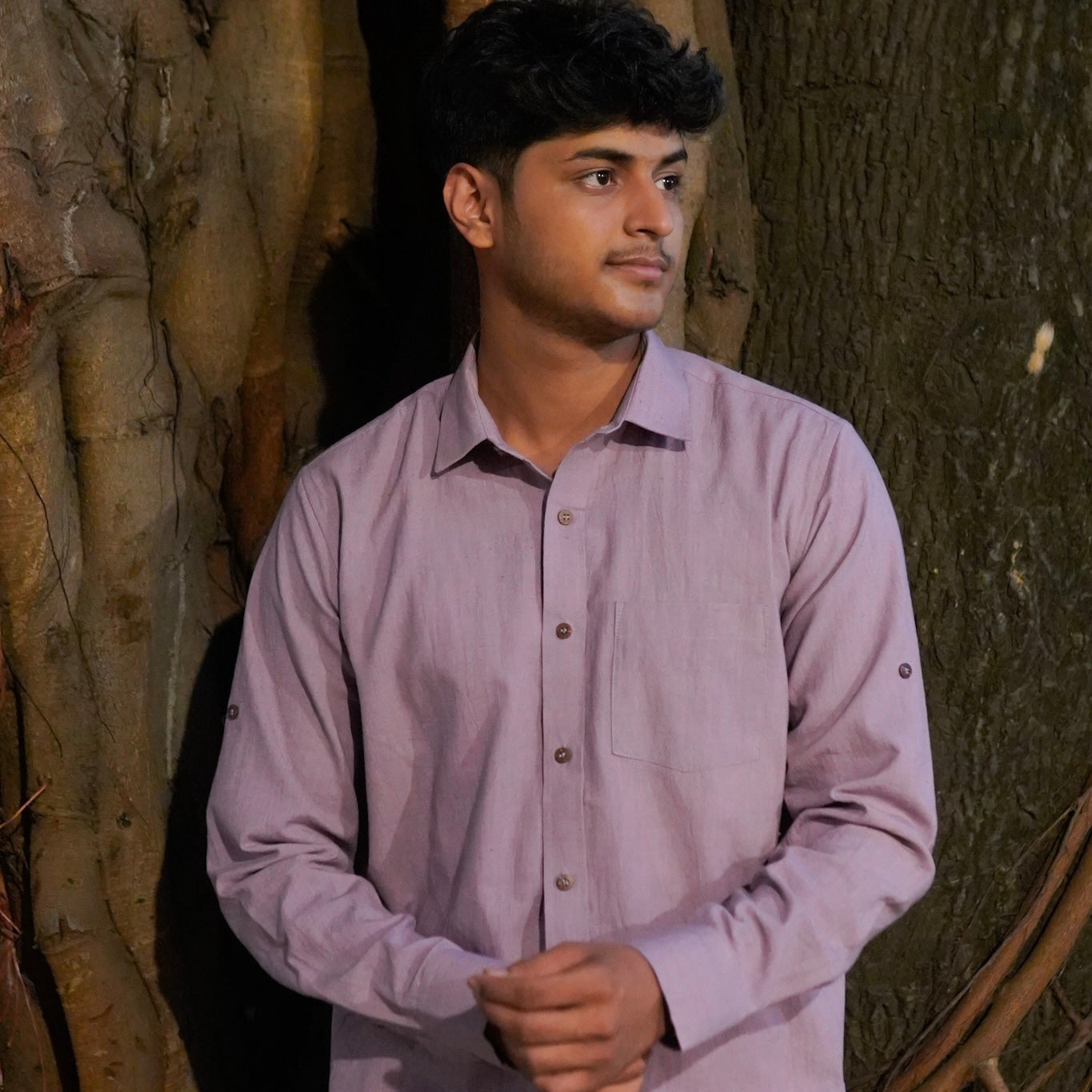 Khadi Shirt Set of Five — Classic Collar · Single Pocket