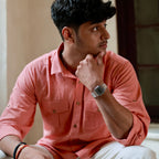 Classic Collar – Full Sleeve – Double Pocket – Handspun Khadi – Orange