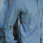 Classic Collar – Full Sleeve – Single Pocket – Handspun Khadi –  Blue