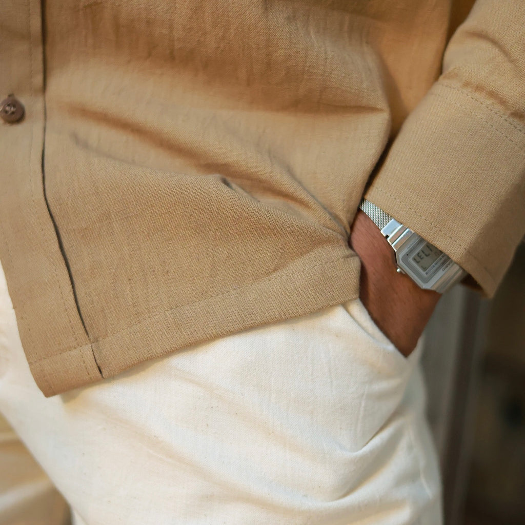 Khadi Shirt Duo — Classic Collar · Single & Double Pocket