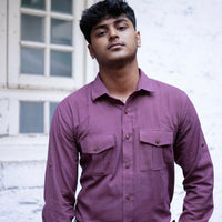 Khadi Shirt for Men – Double Pocket, Full Sleves- Mauve