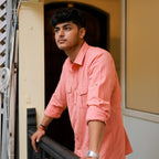 Classic Collar – Full Sleeve – Double Pocket – Handspun Khadi – Orange
