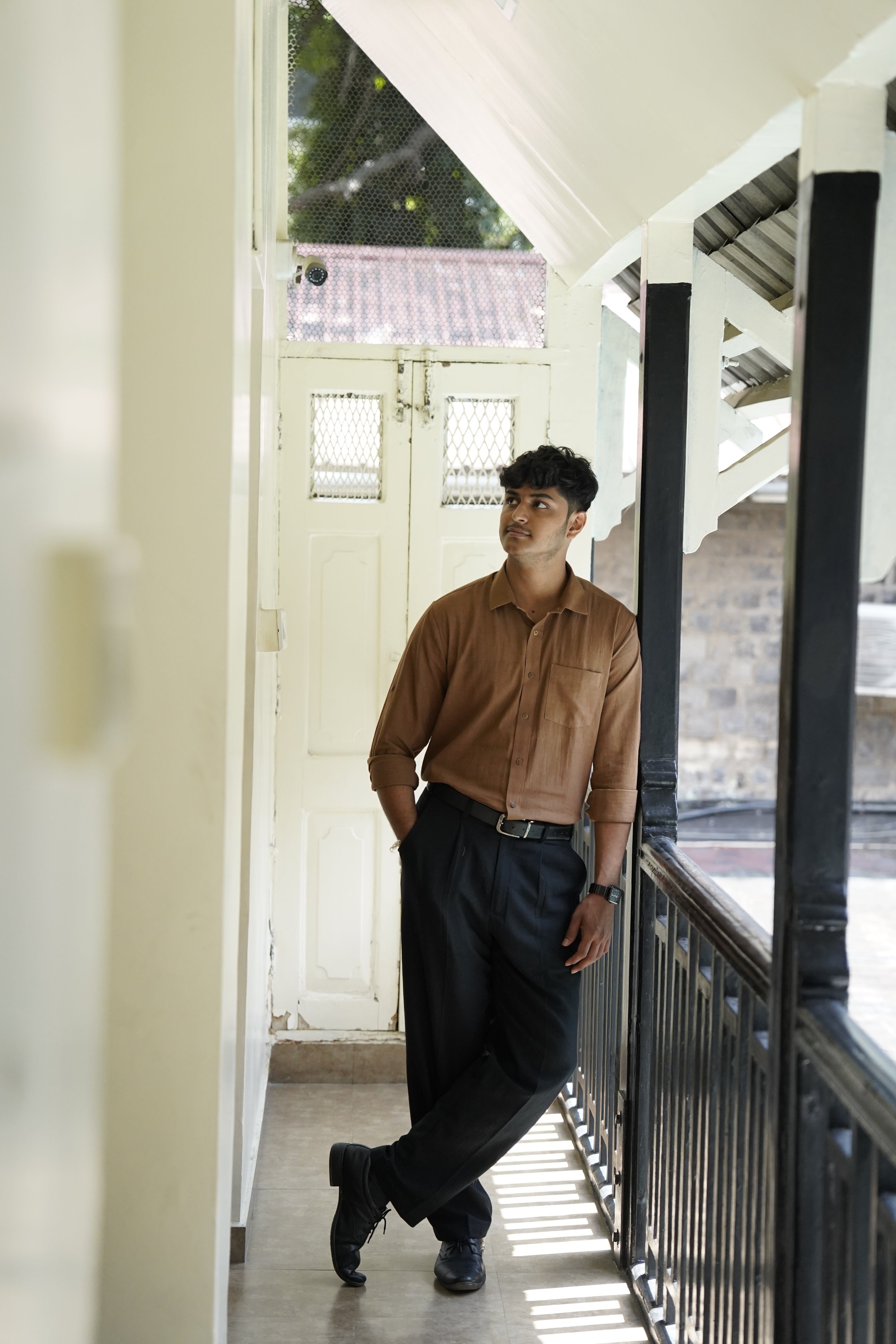 Khadi Shirt for Men – Single Pocket, Full Sleeves – Brown