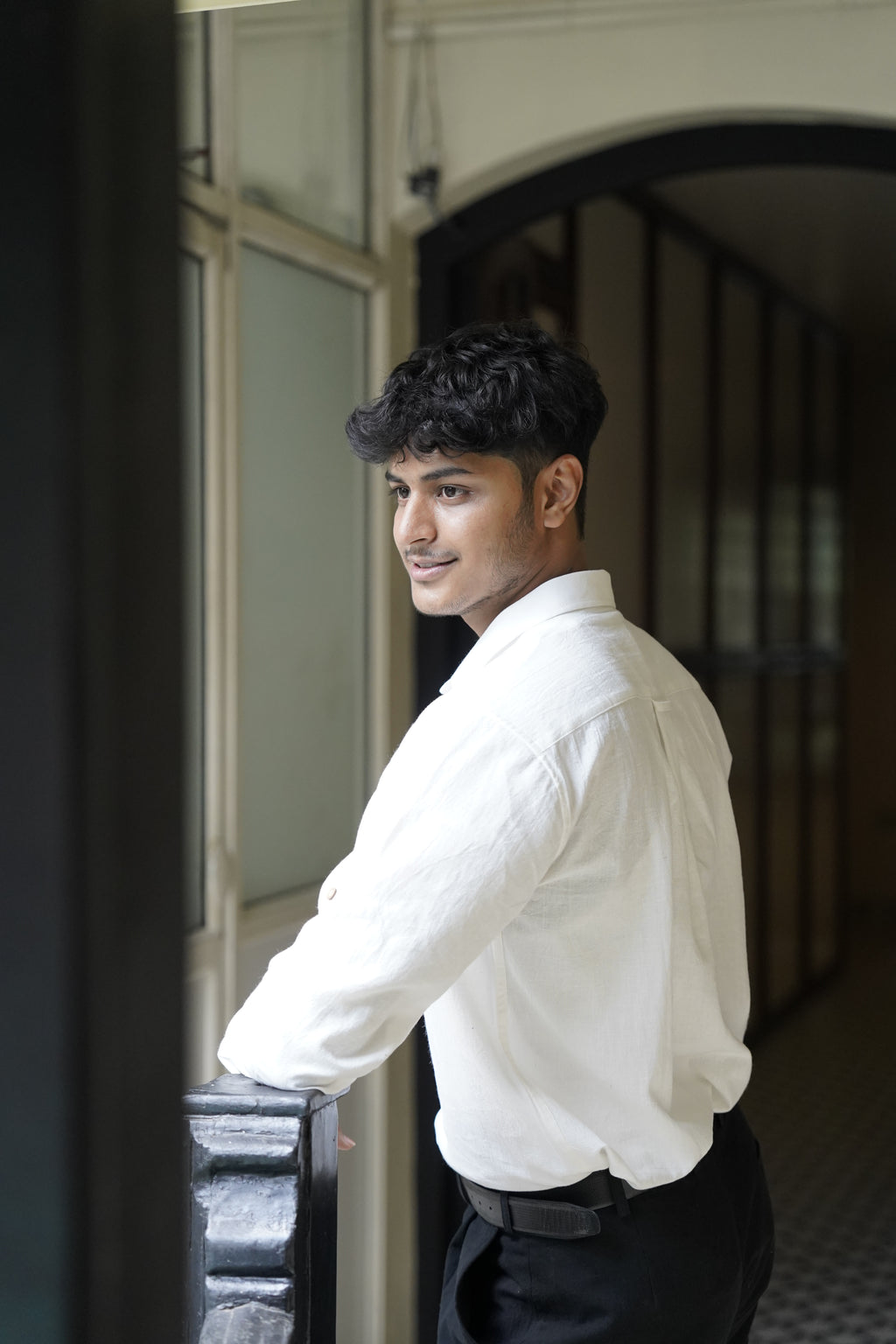 Khadi Shirt for Men – Single Pocket, Full Sleeves – White