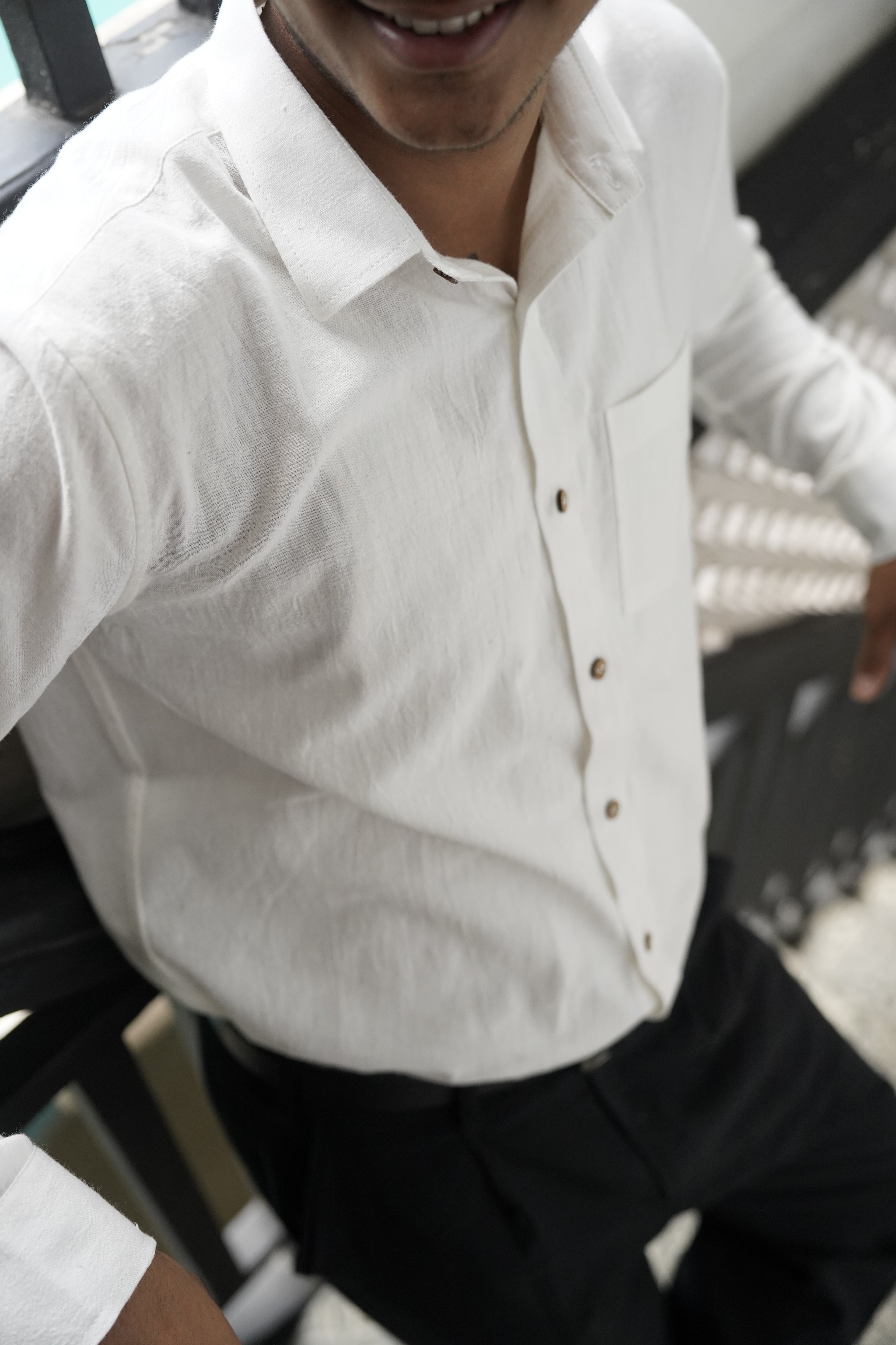 Khadi Shirt for Men – Single Pocket, Full Sleeves – White