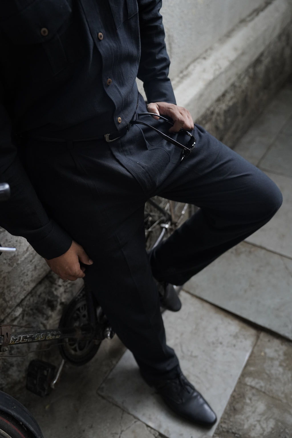 Khadi Shirt for Men – Double Pocket, Full Sleves- Black