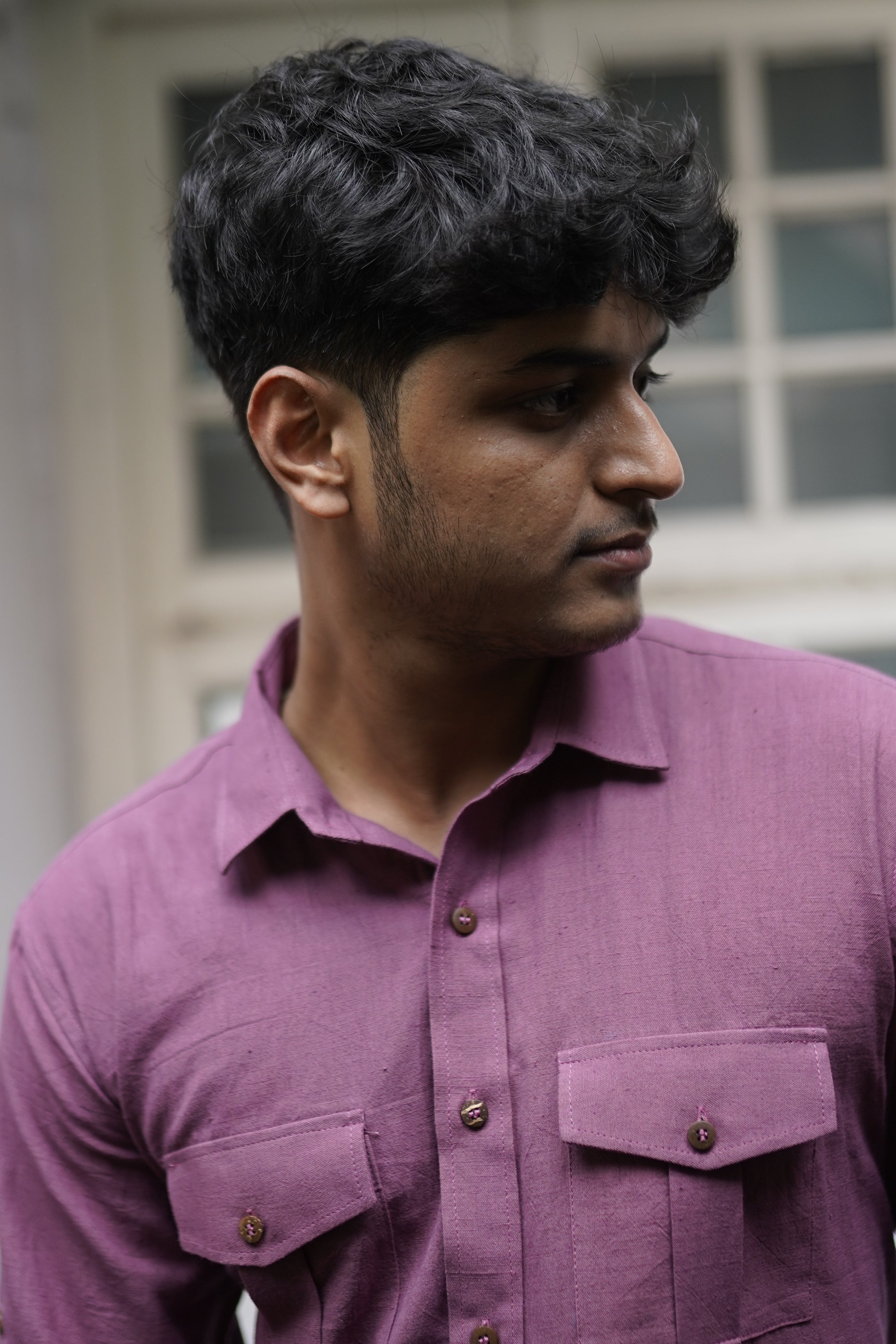 Khadi Shirt for Men – Double Pocket, Full Sleves- Mauve