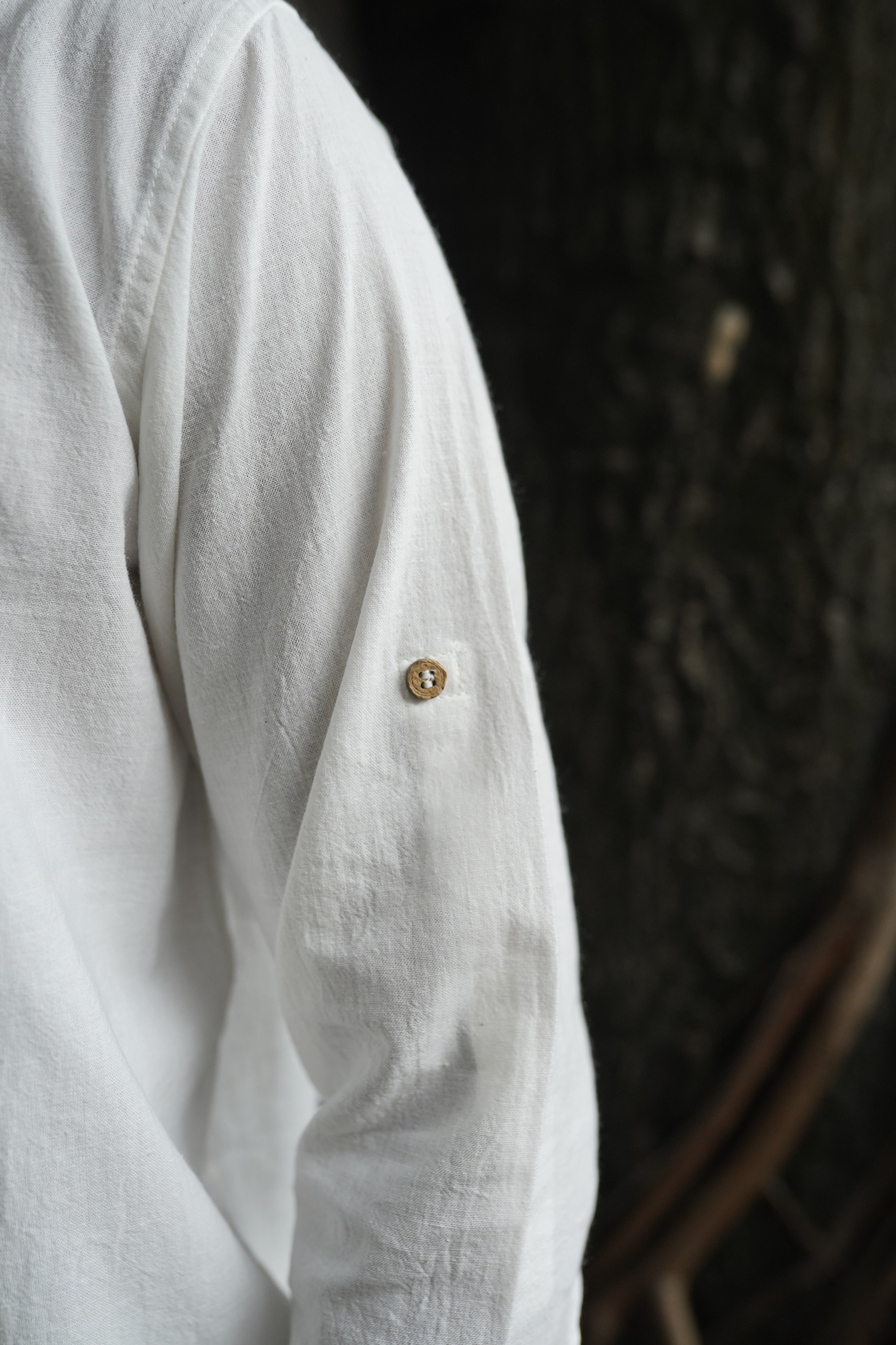 Khadi Shirt for Men – Mandarin Collar, No Pocket, Full Sleeves – White