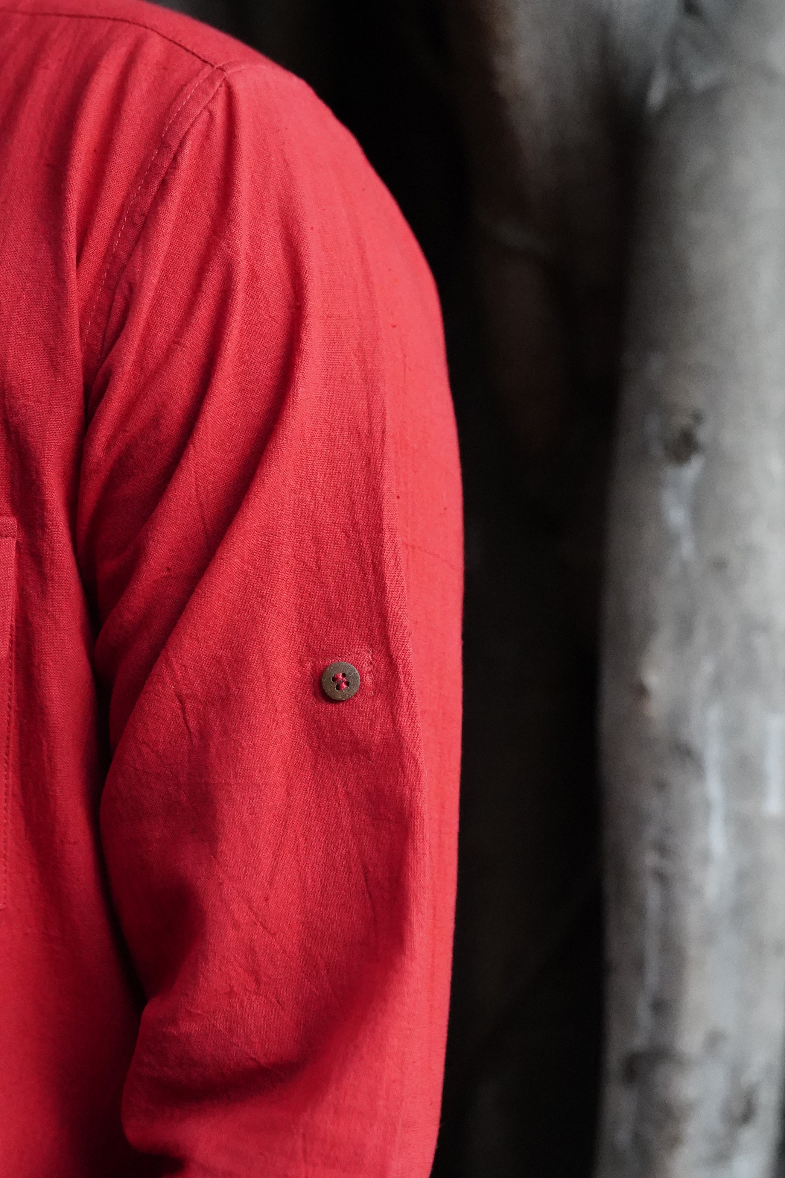 Khadi Shirt for Men – Double Pocket, Full Sleves- Brick Red