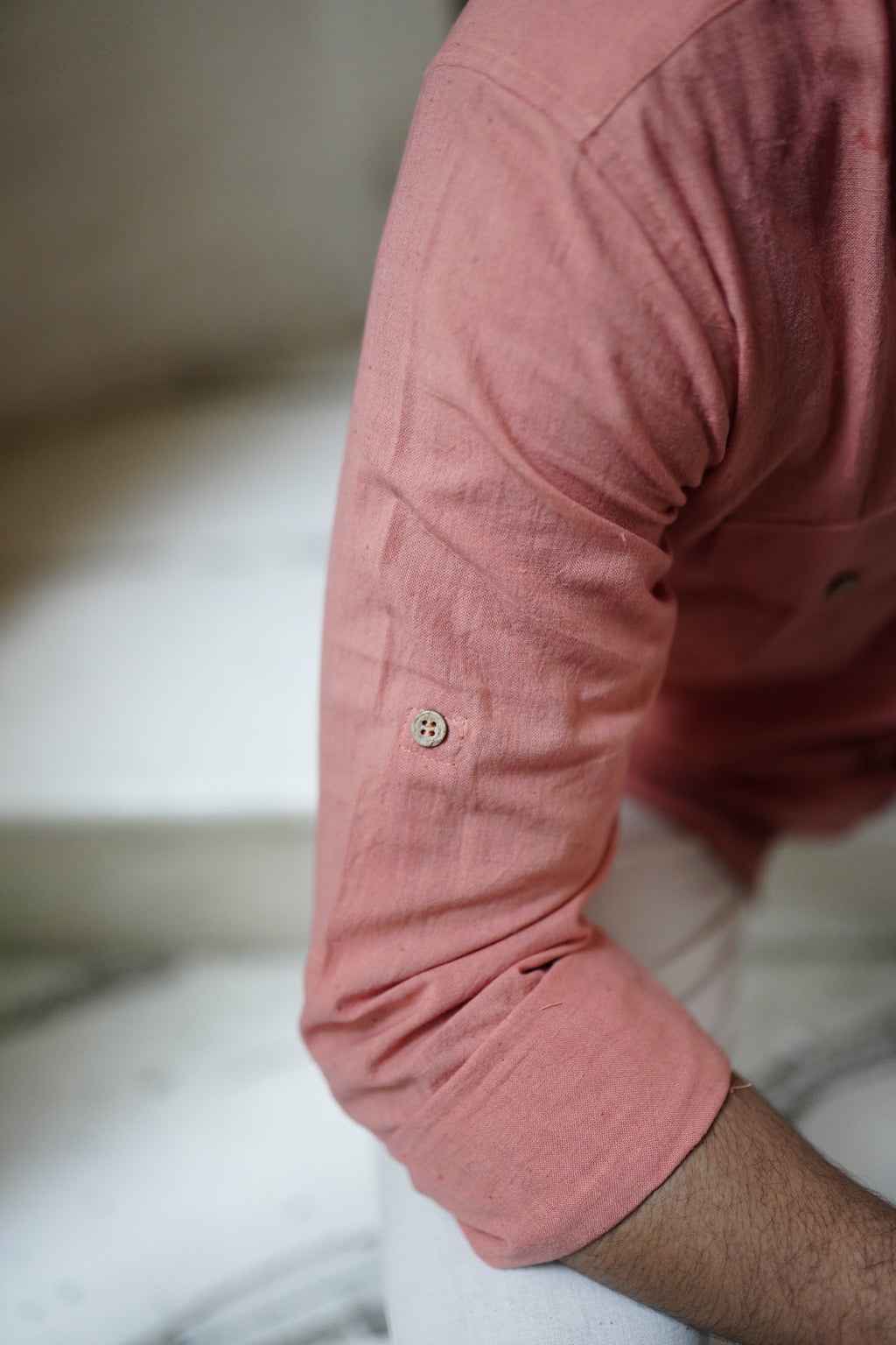 Khadi Shirt for Men – Double Pocket, Full Sleves- Orange