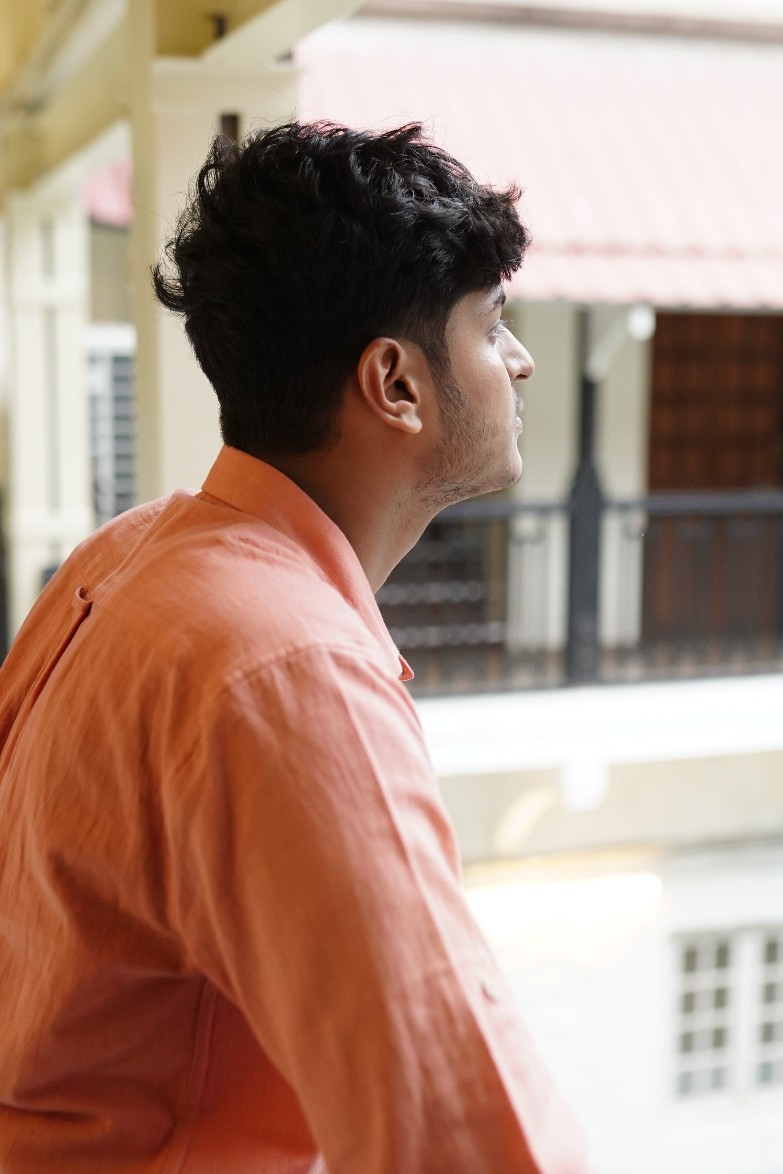 Khadi Shirt for Men – Double Pocket, Full Sleves- Orange