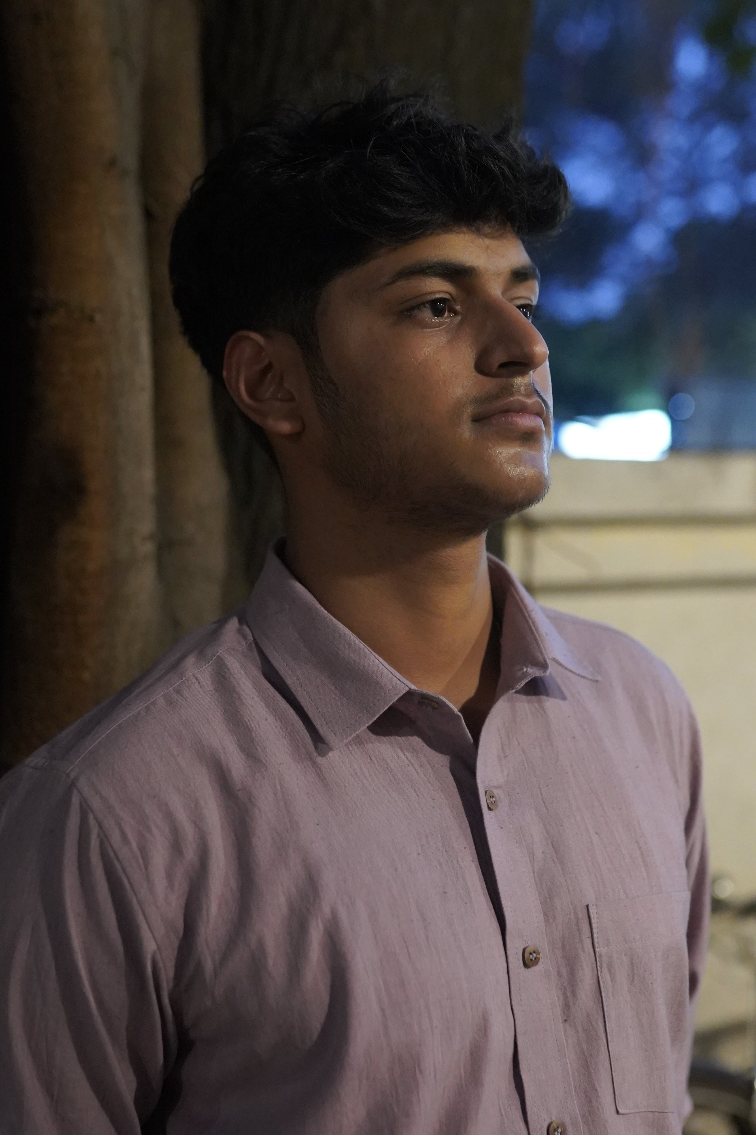 Khadi Shirt for Men – Single Pocket, Full Sleeves – Mauve