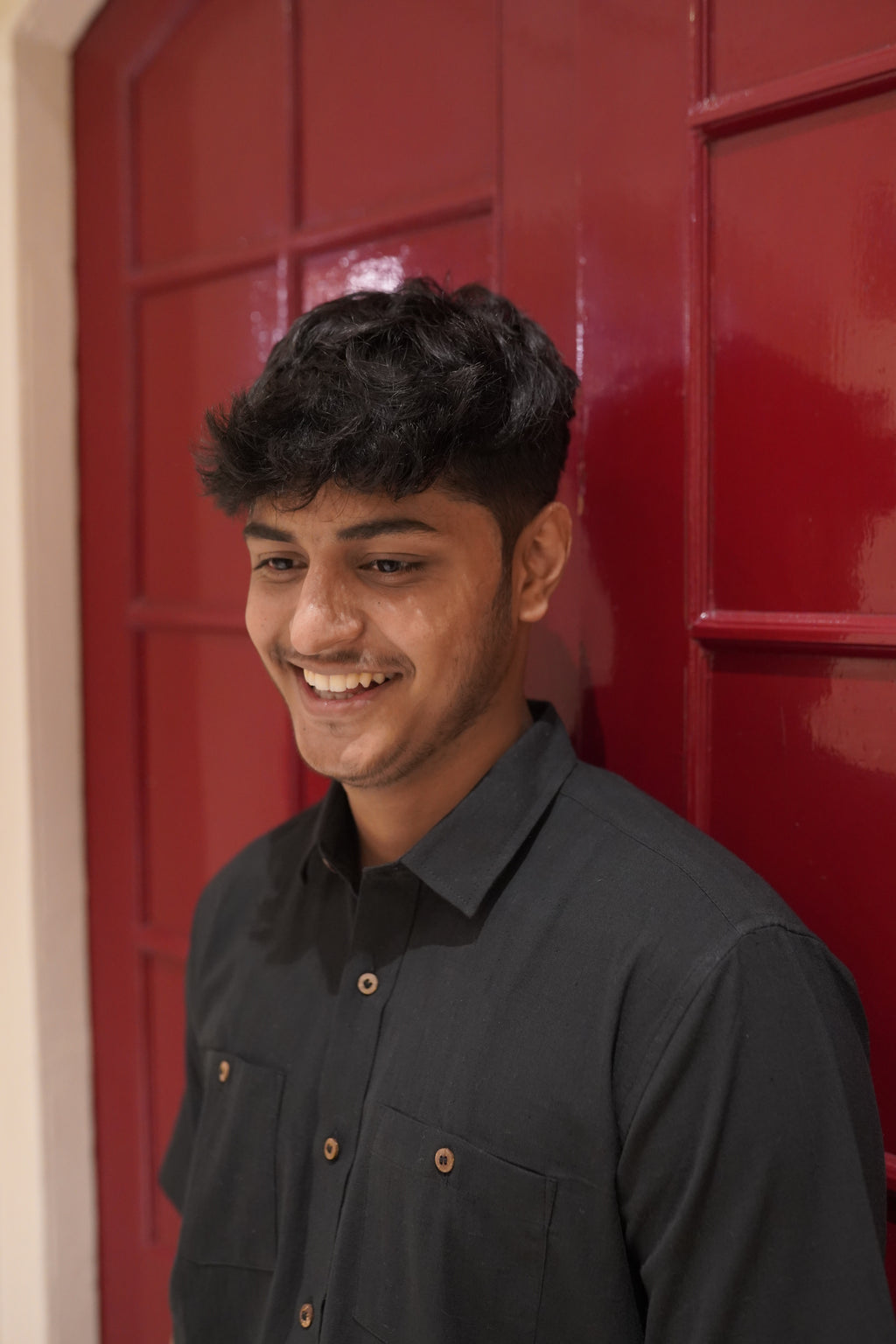 Khadi Half Sleeves Shirt for Men – Double Pocket - Black