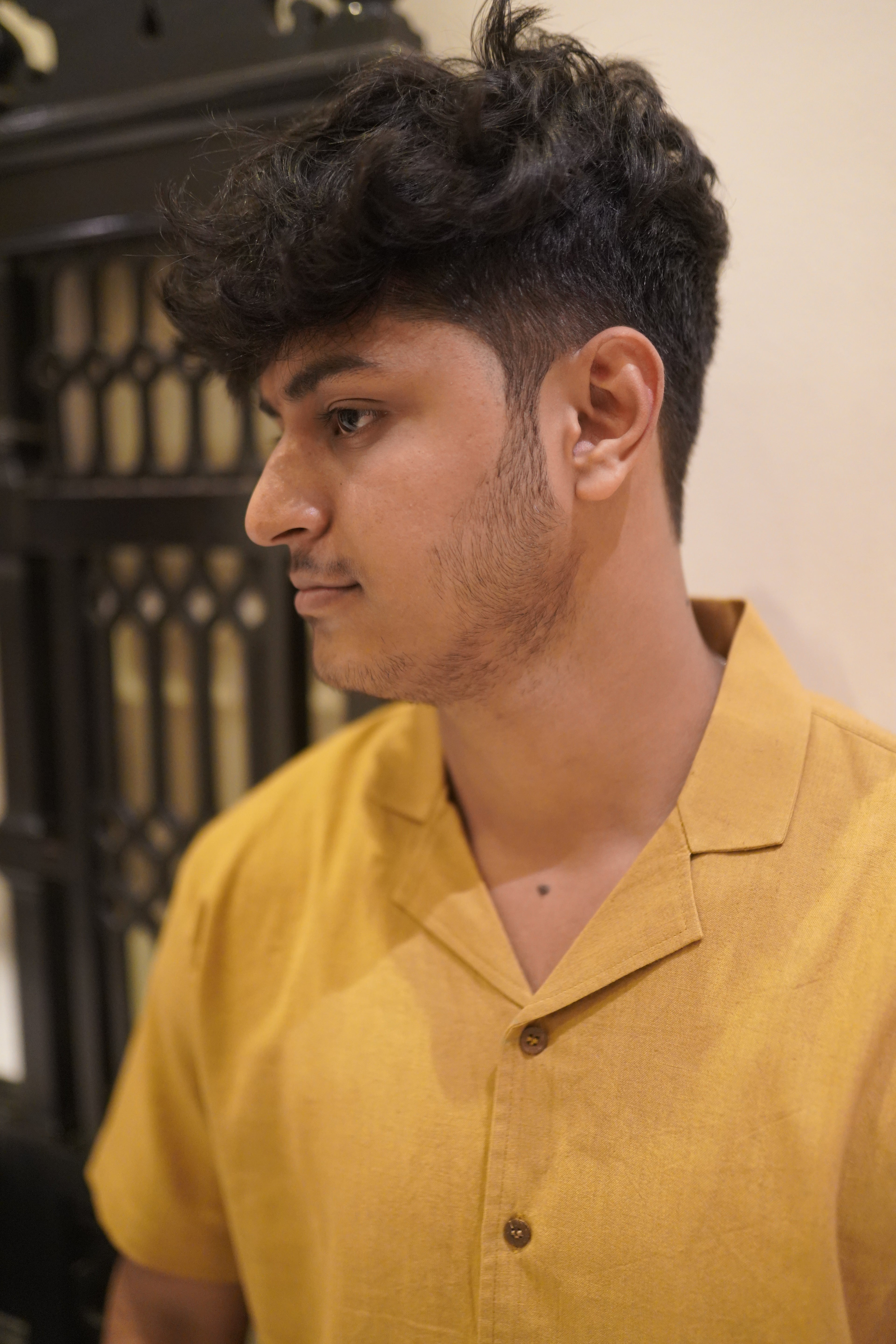 Khadi Half Sleeves Shirt for Men – Cuban Collar - Mustard