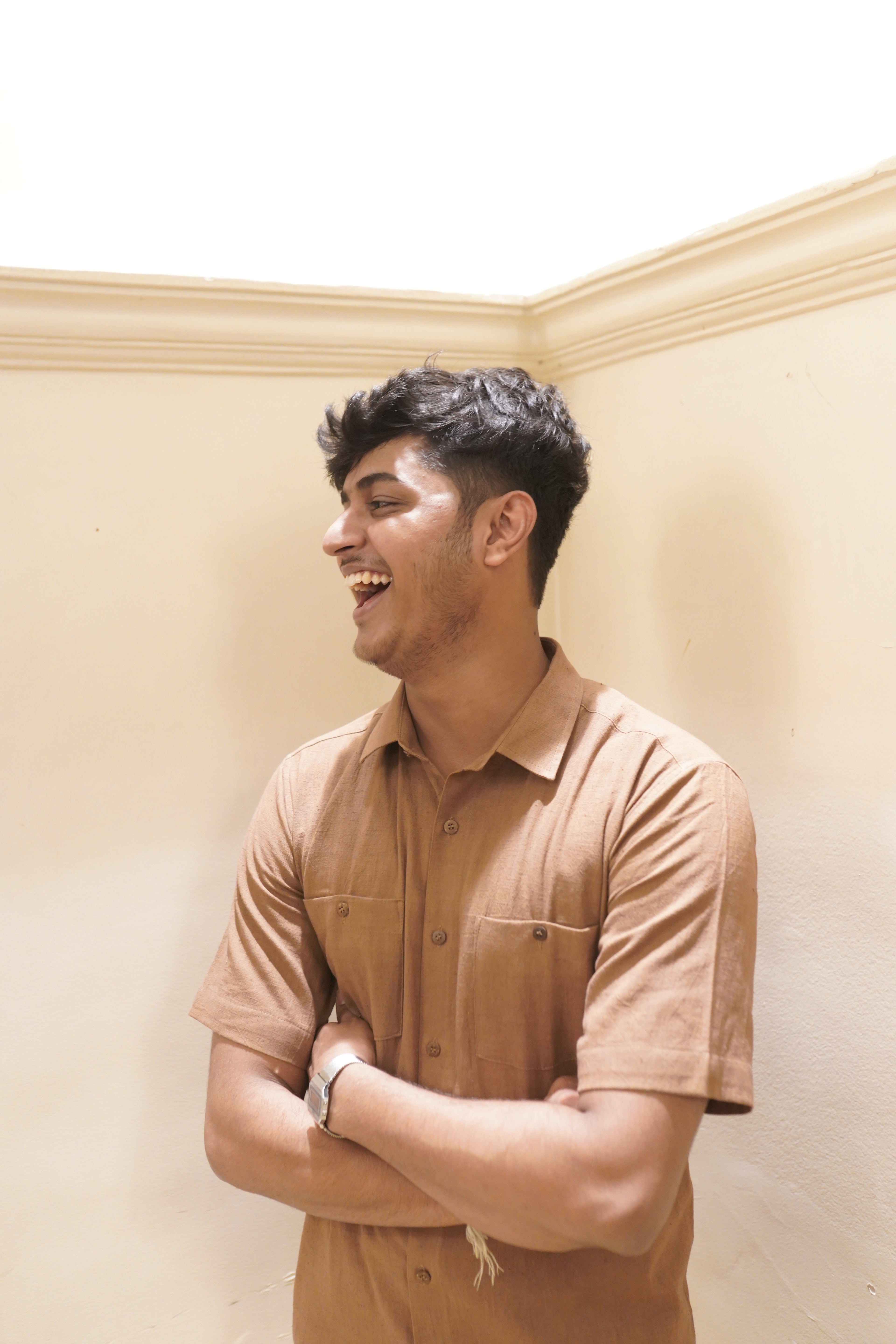 Khadi Half Sleeves Shirt for Men – Double Pocket - Brown