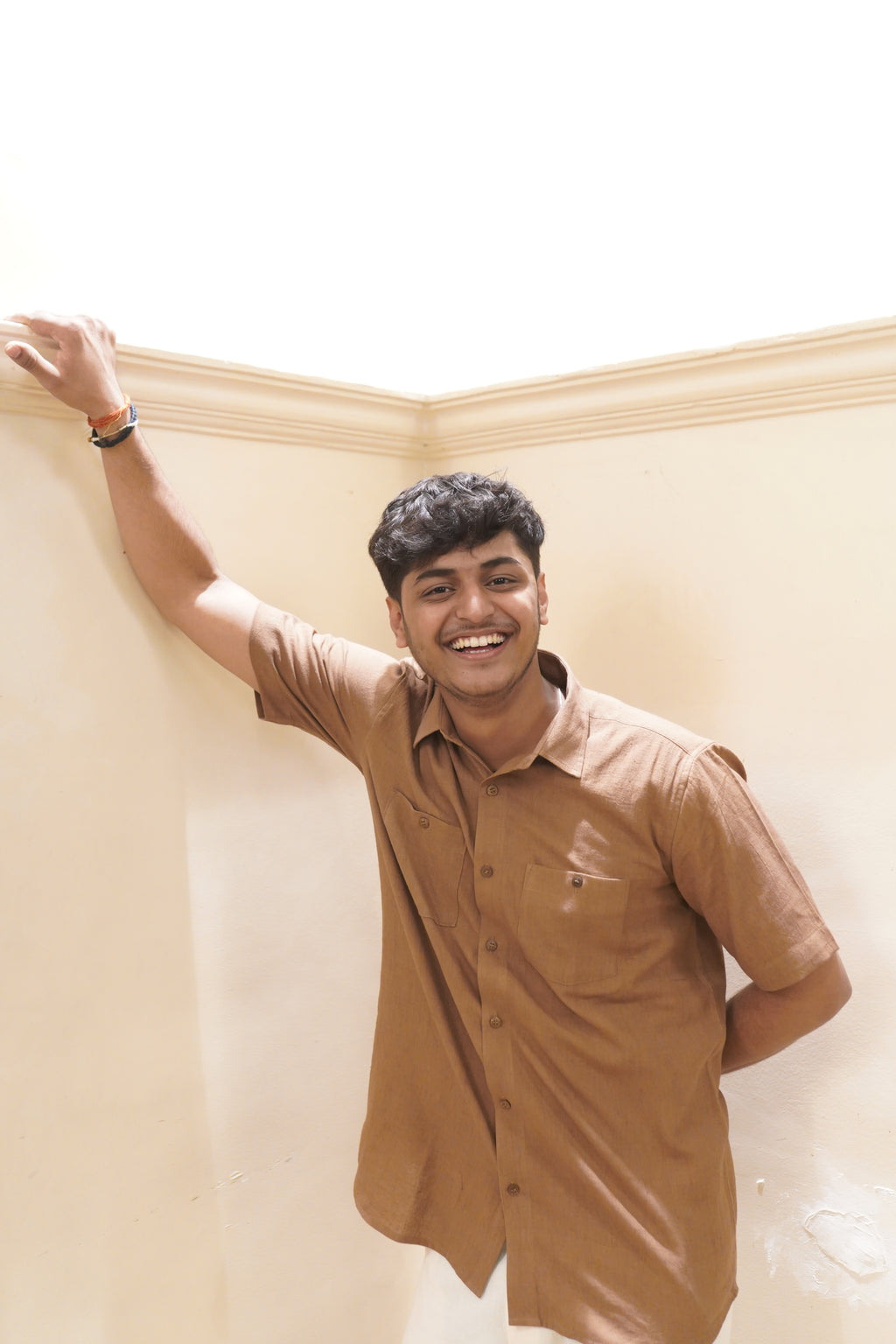 Khadi Half Sleeves Shirt for Men – Double Pocket - Brown