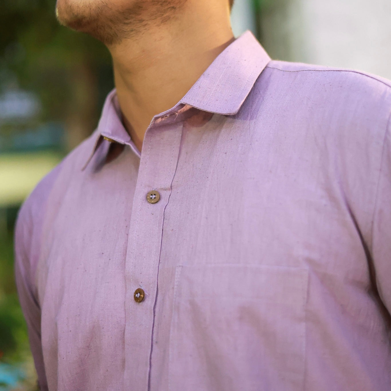 Classic Collar – Full Sleeve – Single Pocket – Handspun Khadi – Mauve