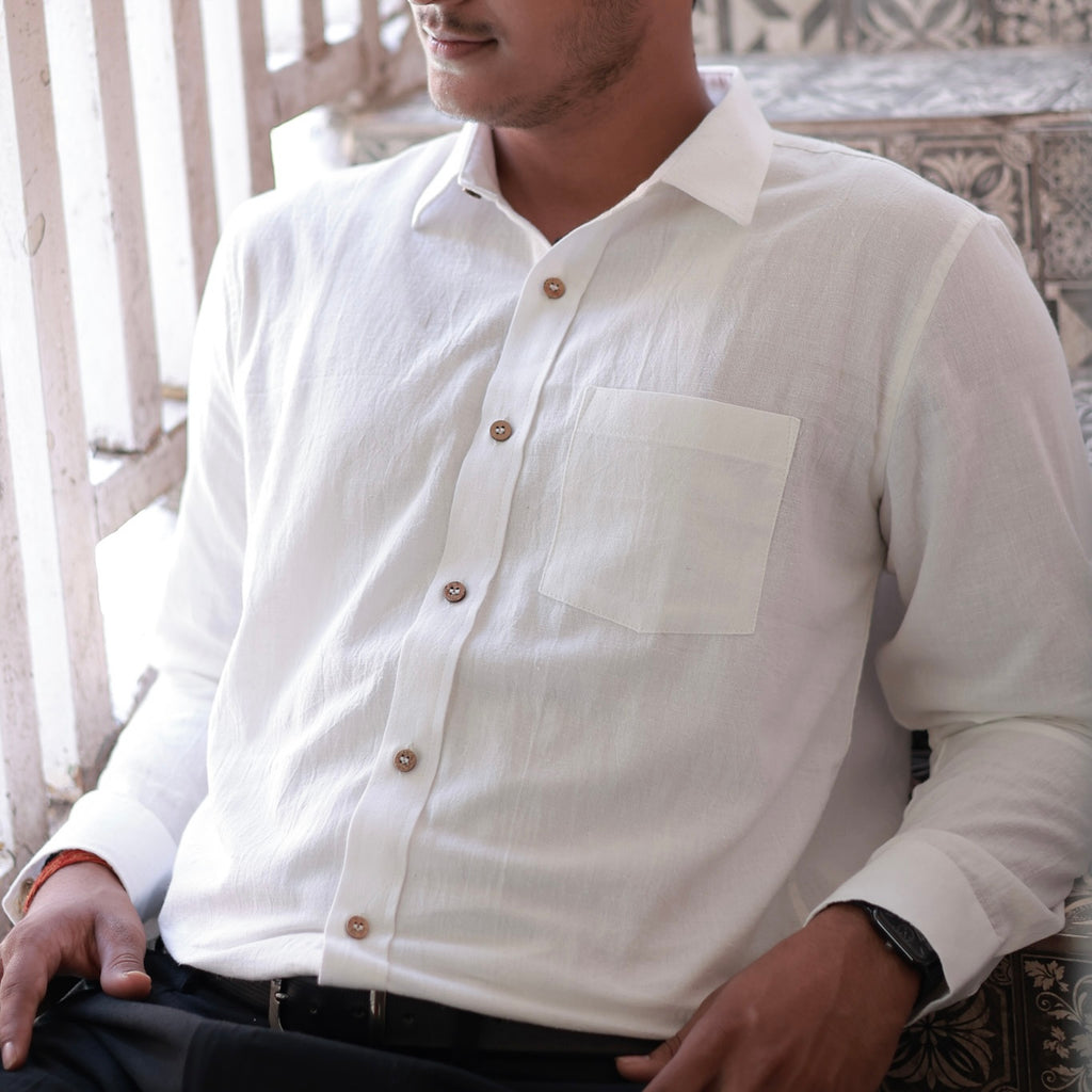 Khadi Shirt Duo — Classic Collar · Single & Double Pocket