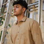 Classic Collar – Full Sleeve – Single Pocket – Handspun Khadi – Desert Khaki