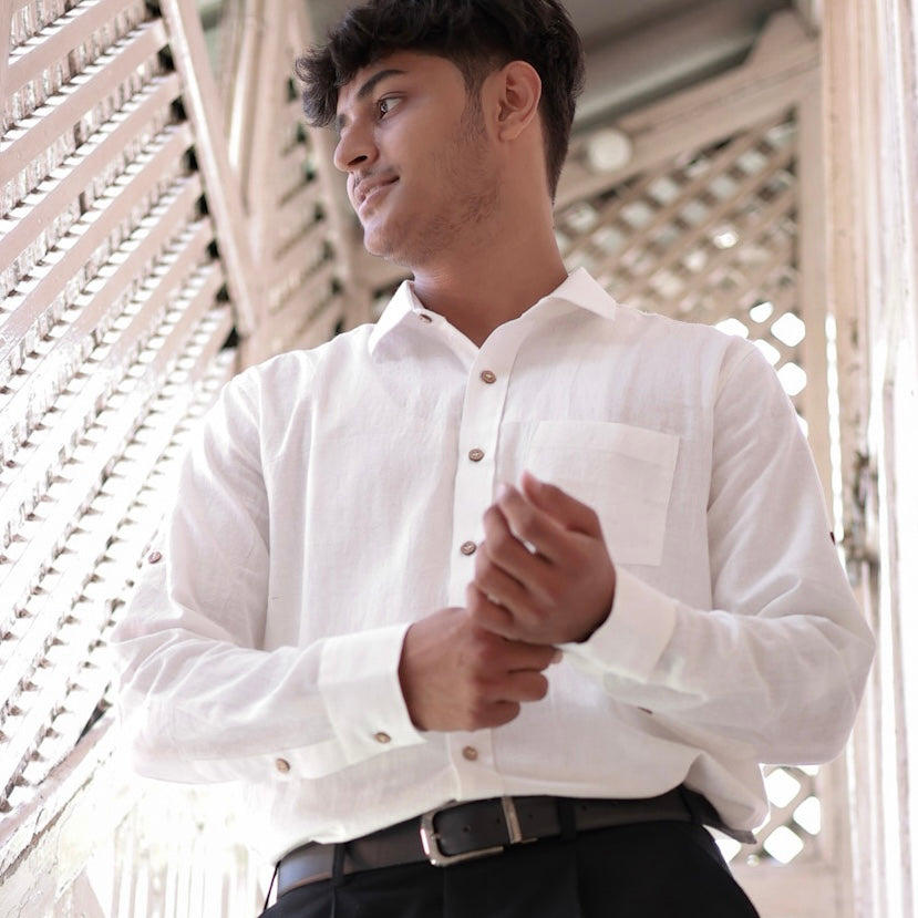 Khadi Shirt Trio — Classic Collar · Double & Single Pocket