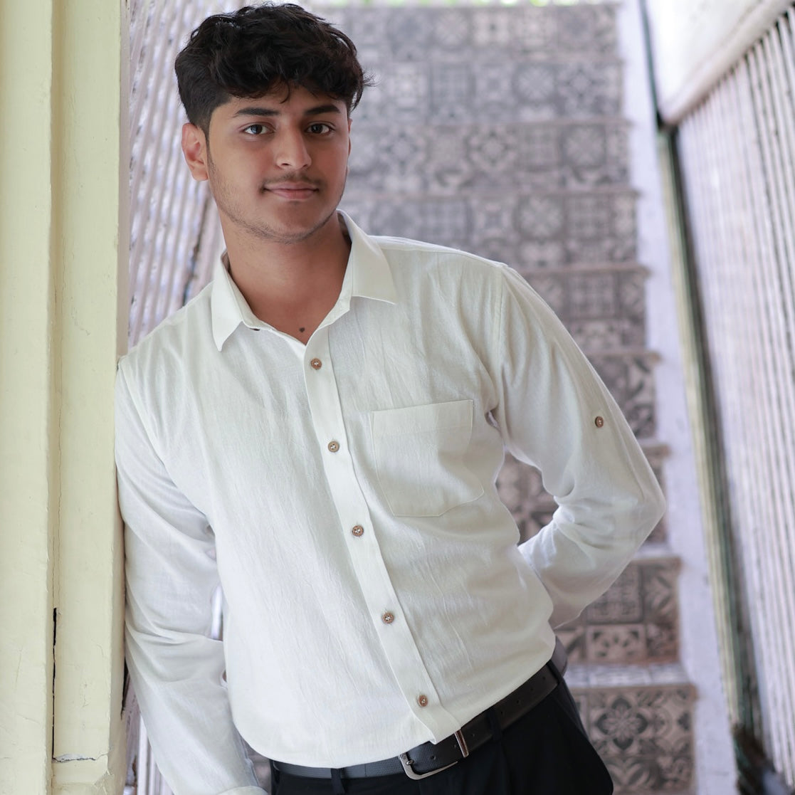 Khadi Shirt Duo — Classic Collar · Single & Double Pocket