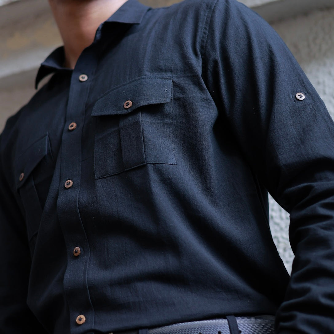 Khadi Shirt Trio — Classic Collar · Double & Single Pocket